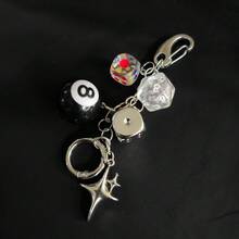 1pc Unisex Fashionable Lucky Dice Keychain, New Multi-Sided Dice Pool Ball Phone Case Bag Car Key Chain Pendant Car Accessories Bag Charm - Multicolor - View 10