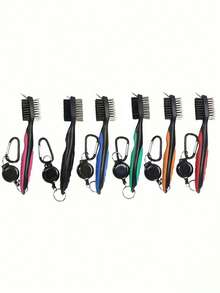 Golf Club Brush Groove Cleaner With Retractable Zip-Line Golf Cleaning Brush For Golf Bag Multiple-Use Golf Club Cleaner Tool For Men Women Practical Golf Gifts For Golf Beginner Golf Enthusiast Portable Small Golf Essential Accessories - Multicolor - View 11