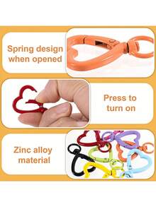 5/10/15/18/20/30pcs Colorful Rotating Heart-Shaped Lobster Clasp Hooks, Suitable For Bags, Dog Leashes, DIY Jewelry Making Accessories (Random Color) - Heart Shaped Keychain - View 9