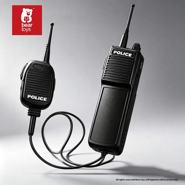 1 Plastic Police Walkie-Talkie (Non-Electric), Skoshi Police Gear, Charming Police Cosplay Costume Accessory, Headphones, Anime Performance Prop, Costume Prop, Suitable For Outdoor Theme Parties, Living Room Costume Prop, Very Durable Plastic Toy