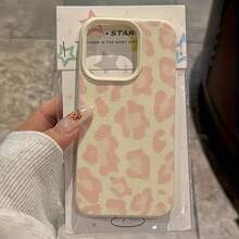 1件白色皮革紋理極簡個性化奶油粉豹紋手機殼，適用於 iPhone 16 Pro Max/17/16/15/14 Plus/13/12/11/Air 及系列 - 彩色 - 查看 3