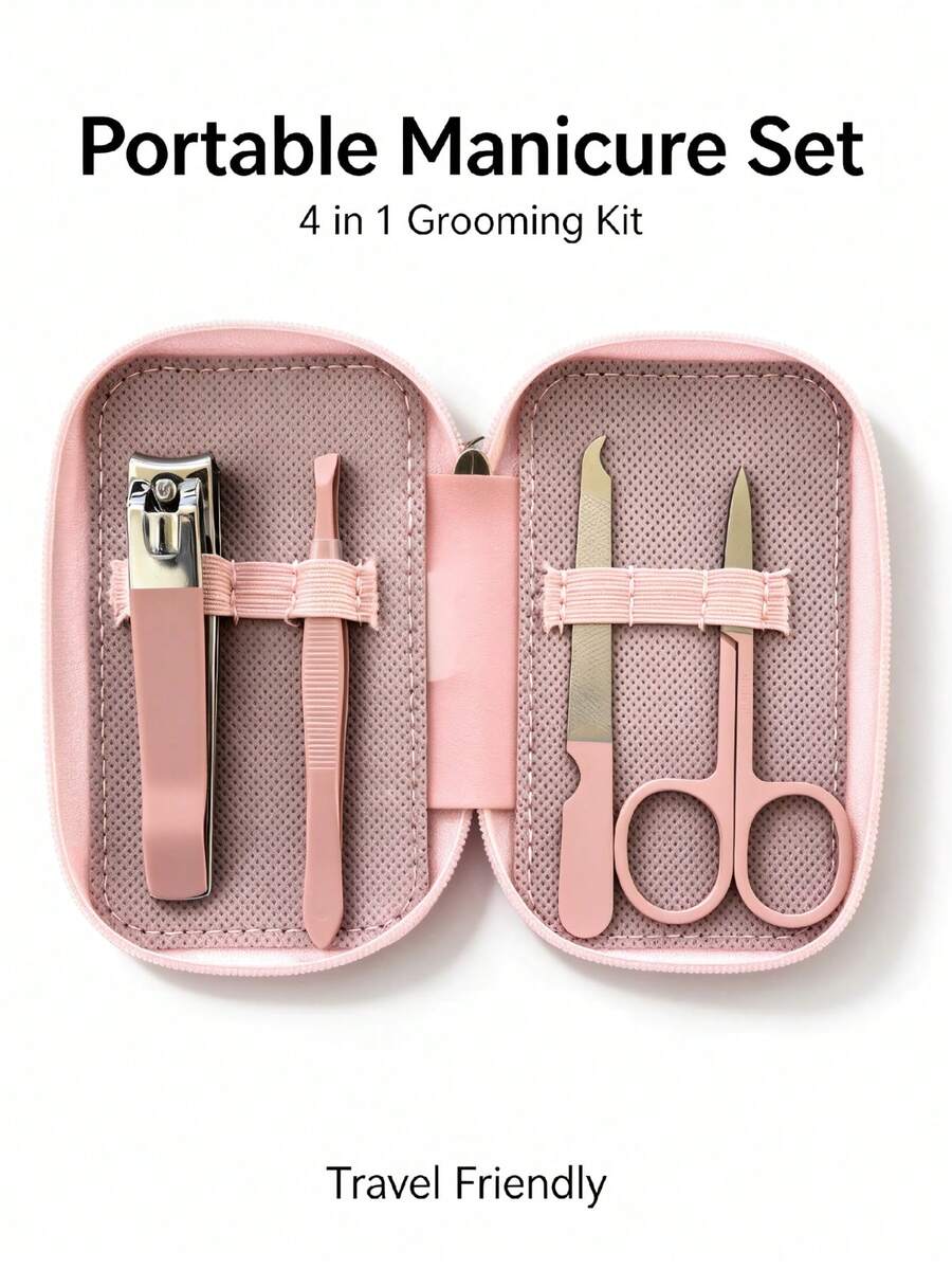 Pink Multi-Function Nail Clipper Set Stainless Steel Tools Nail Scissors Nail Clippers Nail Pliers Portable Tool Set - Pink - View 1