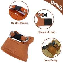 3 Pack Bearded Dragon Harness And Leash Set - Adjustable Soft Leather Lizard Harness Leash Small Animal Traction Rope Training Walking Vest Accessories For Reptile Squirrel Rat - Brown - View 4