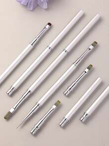 1/2/6pcs Cap-Extendable Metal Gel Brush, Luxury Detachable Dual-Ended Slim Carving Flower Liner Brush Set For Salon DIY - Multicolor - View 7