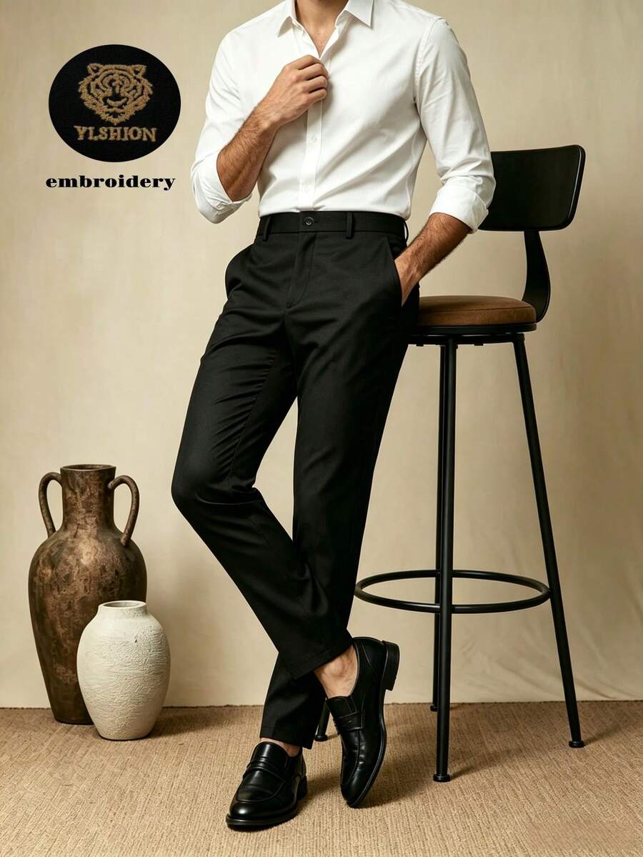 New Men's Dress Pants, Spring/Autumn Lightweight Business Casual Versatile Trousers, Suitable For Daily Wear, Office Commute - Black - View 1