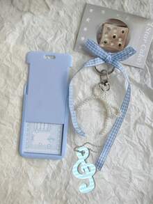 Card Holder With Mesh Ribbon, Faux Pearl Pendant And Treble Clef Charm, Sweet Style ID Badge Holder, Exquisite Pendant, Transparent Acrylic Hard Card Sleeve, Detachable And Erasable Sliding Cover, Student Campus Card/Meal Card Protector, Card Holder With ID Window And Card Slot, Suitable For Students And Office Workers, Transparent Window Design For Campus Card, Student ID, Employee Badge, Bank Card, Bus/Metro Card And Work Badge, Includes Detachable DIY Keychain Pendant, Fashion Accessory (Card Paper Not Included) - Multicolor - View 4