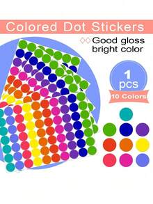 (10pcs) Colorful Round 8 Colors Label Stickers Dot Self-Adhesive Round Stickers - Large Round Sticker - View 10