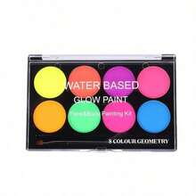 8 Colors UV Fluorescent Watercolor Paint Set, Glow-In-The-Dark Painting Pigments, Water-Based , Easy To Clean, Creative Art DIY Painting Set With Free Brushes, Suitable For Hand-Drawn Graffiti And Creative Art Creation - Sets - View 6