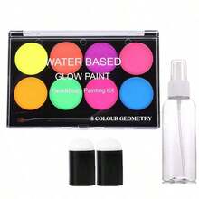 8 Colors UV Fluorescent Watercolor Paint Set, Glow-In-The-Dark Painting Pigments, Water-Based , Easy To Clean, Creative Art DIY Painting Set With Free Brushes, Suitable For Hand-Drawn Graffiti And Creative Art Creation - Sets - View 7