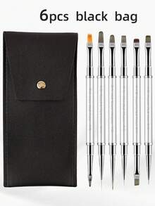 1/2/6pcs Cap-Extendable Metal Gel Brush, Luxury Detachable Dual-Ended Slim Carving Flower Liner Brush Set For Salon DIY - Multicolor - View 21
