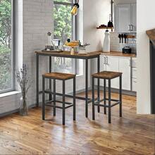 Bar-Height Table And 2 Matching Stools Set – Modern Steel Frame Design, Compact Kitchen Or Home Bar Solution, Sleek Black Finish, Easy Assembly, Space-Saving Round Top, Durable Metal Construction, Contemporary Indoor Dining Or Counter Seating Option - Brown - View 8