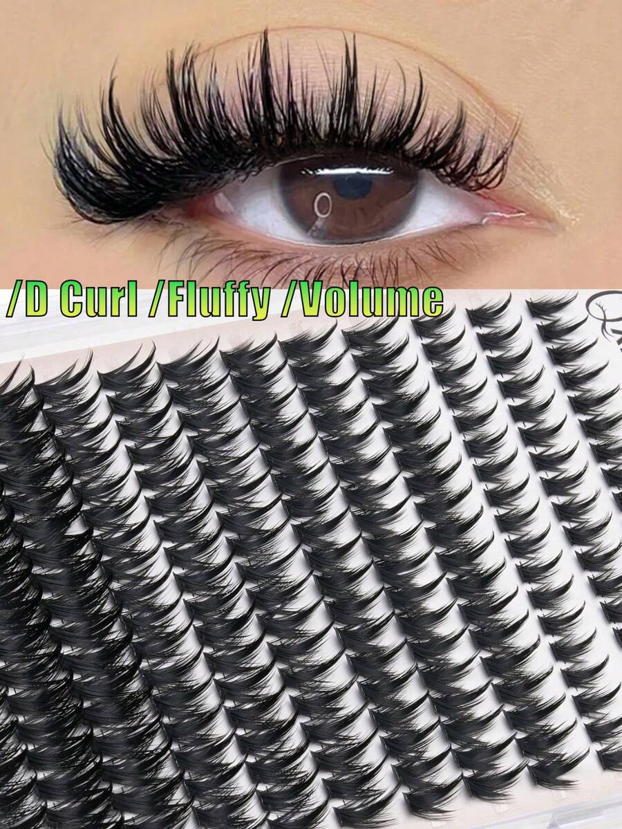 216 Clusters Dense Single Cluster European & American Style False Eyelashes, D-Curl Eyelash Clusters, Single Lash Design, Suitable For Beginners And Daily Wear - D - View 1