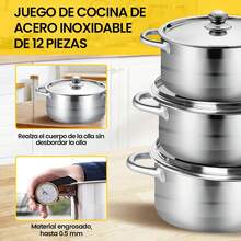 Bateria de Cocina, 5 Piezas Juego de Ollas de Acero Inoxidable, Ollas de Cocina Antiadherentes, Bateria de Cocina Acero Inoxidable para Cocina de Inducción y Estufa de Gas (6.6, 5.5, 4, 3, 2.1 L) - Ver 6