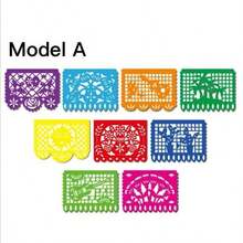 1 Set 42.5cm*31cm, PVC Waterproof Hollow Cutout Bunting, Mexican Day Of The Dead Party Decoration Bunting, Suitable For Outdoor Yard, Bar, Restaurant, Festival Celebration Decor Mexican Celebration Colorful Paper Flags, 5.5m Long, Ideal Choice For Carnival Party And Supplies - Multicolor - View 4