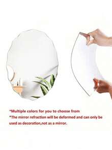 1 chiếc gương trang trí sóng bất đối xứng cho phòng khách và các phòng khác, gương trang trí nghệ thuật hiện đại bất đối xứng - Bạc - Xem 2