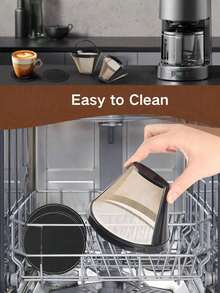 1PC/1SET Reusable Coffee Filters For Permanent Filter For Coffee Maker For Filter Basket(Coffee Filter And Coffee Coaster),Coffee Machine Accessories - Multicolor - View 6