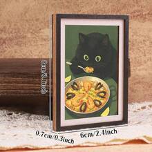 1pc Black Cat Eating Seafood Pattern, Wooden Fridge Magnet, Photo Frame Fridge Magnet - Suitable For Home Refrigerator And Mailbox Decoration, Craft Gift! - one-size - View 5