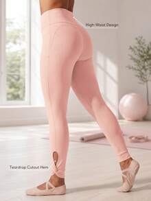 Sodalemon Women's Twisted Leg Elastic Fitness Ballet Yoga Leggings, Running Gym Seamless Front Leggings, Casual Outdoor Sports Pants - Pink - View 9