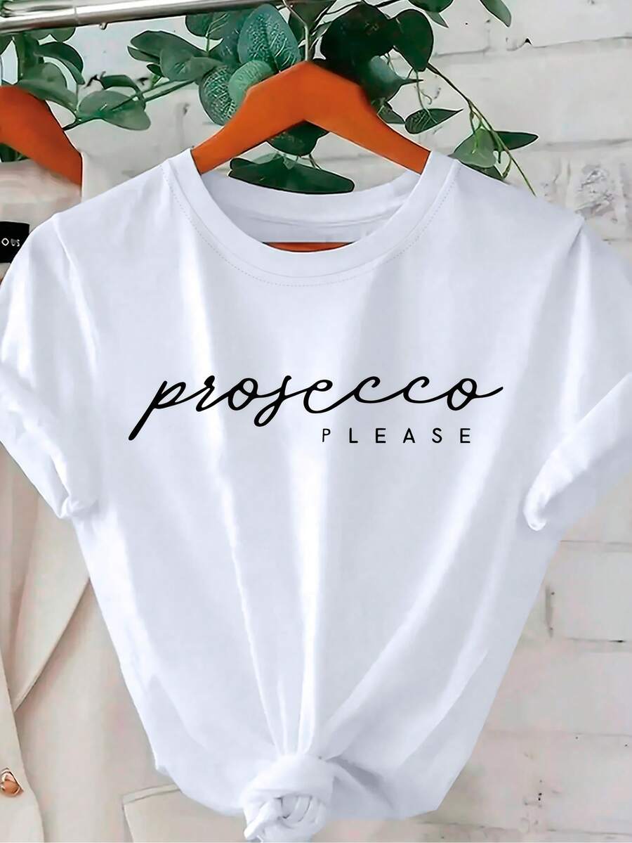 American-Style English Letter Print Short-Sleeve Round-Neck-Shirt - White - View 1