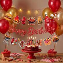 1 Set BBQ Theme Happy Birthday Banner, BBQ Camping Theme, Birthday Wedding Bridal Shower Baptism, Home Classroom Party Supplies Decoration - Multicolor - View 6