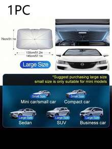 Pelindung Matahari Kaca Depan Mobil, Pelindung Matahari Isolasi Panas Anti-UV, Perangkat Tirai Penghalang Cahaya, Payung Matahari Kaca Depan Interior Mobil - 1 buah - View 14