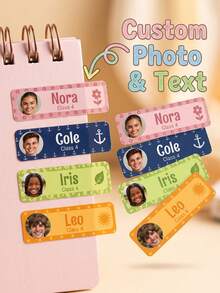 Custom Photo And Text Name Labels, Personalized School Stickers, Custom Photo And Class Name Labels, Book And Notebook Labels, Cute Nature And Anchor Prints, Custom Photo And Name - Name Stickers 3 - View 13
