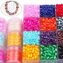 100/200pcs Mixed Color Oval Acrylic Beads, Handmade DIY Jewelry Making Beaded Bracelet Necklace Materials Accessories - Oval Shuttle Bead - View 6