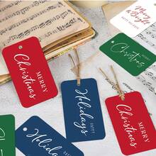 48pcs Festive Christmas Gift Tags With Hemp Rope - Happy Holidays Hanging Labels For Xmas Gift Wrapping, Party Favors & Crafts, Merry Christmas Paper Gift Tags, Christmas Gift Decorations - Multicolor - View 2