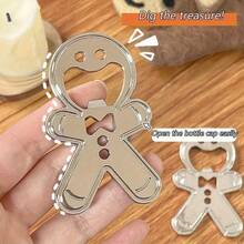 Cute Gingerbread Man Metal Bottle Opener - Stainless Steel Christmas Decoration, Holiday Pattern, No Power Required, Camping, Restaurant Accessory, Fun Design, Polished Finish, Multi-Functional Bottle Opener, Event Planner, Christmas Decorator, Kitchen Gadget, Outdoor Portable, Christmas - View 7