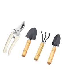 Juego de Herramientas de Jardinería (4 piezas): Incluye Tijeras de Podar, Paleta, Rastrillo y Pala, Para Plantar y Deshierbar – Diseño de Mango de Madera Ergonómico, Perfecto para su Patio y Balcón - Multicolor - Ver 10