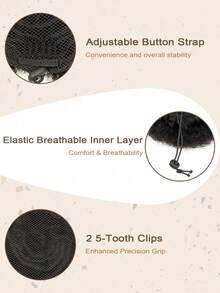 Women's African Fluffy Drawstring Ponytail Curly Hair Bun Wig, Suitable For Basic African Style Updo, African Fluffy Drawstring Ponytail, Real Hair Extensions, Black/Brown, Clip-In Curly Drawstring Ponytail, Short Hair Curly Bun Use - S1B - View 3