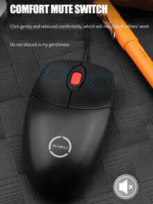 RAIKU Silent Wired Mouse For Business Office, 1.8m Cable, Leather Ring Scroll Wheel, Retro Black Wired Mouse - View 5
