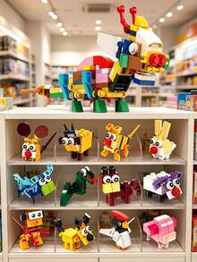 Youleli 36pcs Mini Animal Building Blocks Set, DIY Compatible With Classic Small Particle Building Toys, Children's STEM Educational Toys, Birthday Party Favors - Mixed Color - View 5