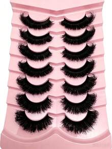 7 Paar 22mm dicke, dichte und niedliche Kunst-Nerz-Wimpern, erzeugen Katzenaugen-Look, natürlich flauschig, übertrieben flauschige künstliche Wimpern, super dicht und langanhaltend 9D-Effekt, dichte lockige Wimpernverlängerung, ideales Make-up-Geschenk für Frauen und Mädchen. - Schwarz - Übersicht 11