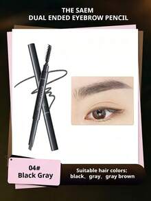 the SAEM Dual-Ended Angled Eyebrow Pencil With Spoolie Brush, Waterproof Long-Lasting Eyebrow Definer, Suitable For Eyebrows, 3 Colors Available - #04 Black Gray - View 6