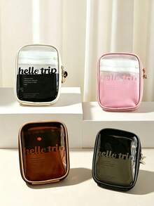 1PC Transparent Mini Makeup Bag, Ins Style Design, Waterproof And Wear-Resistant PVC Material, Large Capacity Partitioned Storage, Can Store Lipstick, Eyeshadow, Powder, Sample Skincare Products, Cleaning Swabs And Other Beauty Essentials - Multicolor - View 6