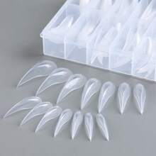 Clear Curved Claw Poly Gel Nail Dual Forms Kit, 14 Sizes Reusable Stiletto Claw Nail Extension Molds, Perfect For Gothic Claw, Sharp Stiletto Long Nail Extensions, Nail Salon Artists Beginner At-Home DIY Manicure Supplies - Clear - View 7