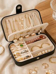 1 pieza Caja de almacenamiento de joyas exquisita, Caja de joyas, Caja de almacenamiento estilo gabinete, Collar, Aretes, Pulsera, Caja de joyas para anillos, Caja de joyas dorada exquisita francesa - Multicolor - Ver 8
