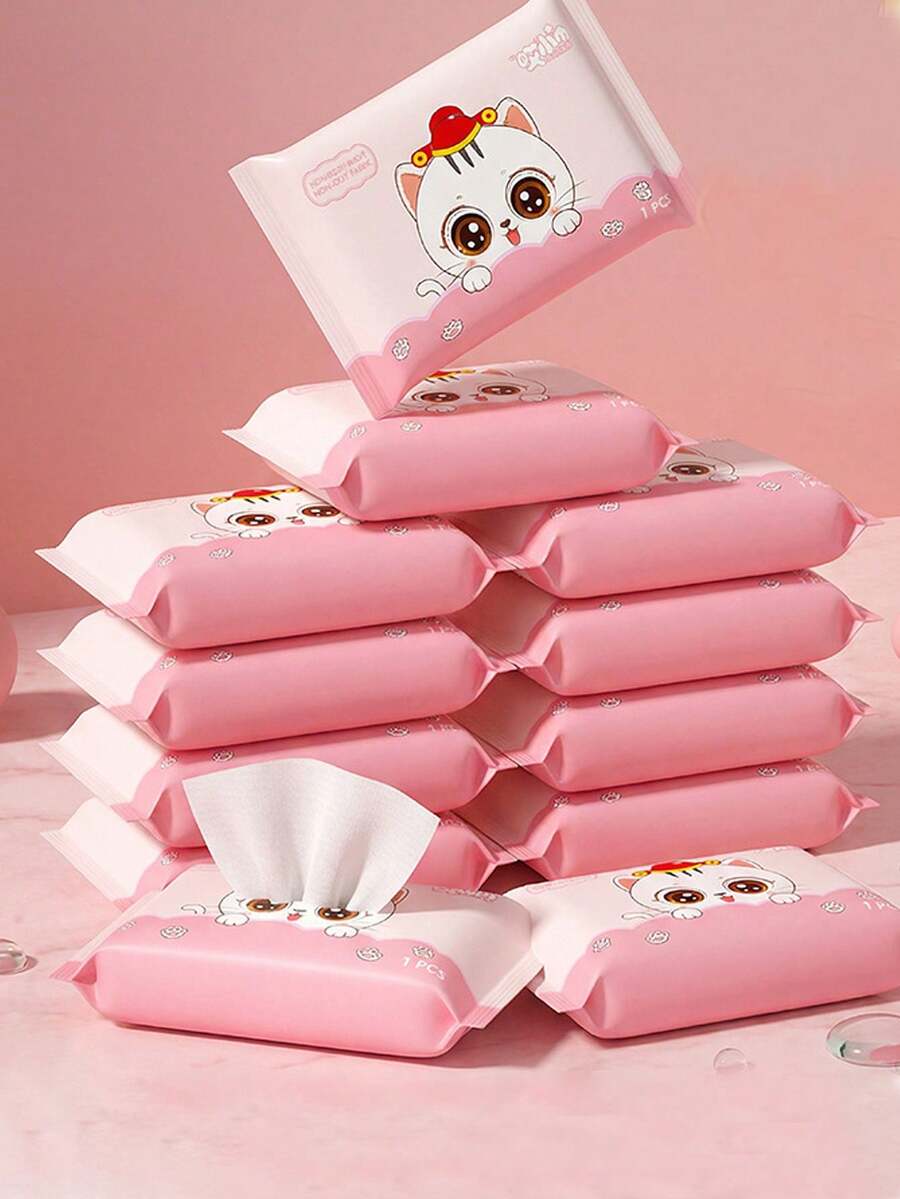 10pcs Disposable Portable Facial Tissues, Pocket-Sized Cleaning Wipes Set, Suitable For Daily Cleaning And Outdoor Travel, Convenient For Wiping Everyday Items, Easy To Carry - A - View 1