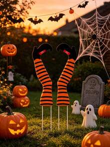 1/6 piezas Estacas de jardín para Halloween, Decoración de jardín con piernas de bruja, Letreros de jardín de Halloween aterradores, Adecuado para fiesta de Halloween, porche, jardín y césped, Decoración de otoño de Halloween al aire libre, Decoración festiva, Casa embrujada, Decoración de fiesta con tema de terror - Piernas de bruja - Ver 2