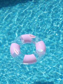 1 pieza Anillo de natación transparente con bloques de color macaron y lentejuelas, con asa opcional, flotador inflable para piscina para adultos, adecuado para nadar en la playa - Multicolor - Ver 7
