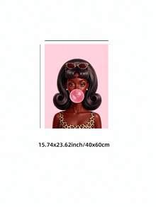 1pc Frameless Y2K Leopard Bubblegum Girl Pop Art Poster, Funky Retro Room Decor For Dorm, Bedroom, Party Gift - Leopard Print - View 11