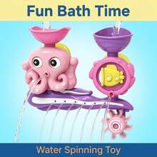 Octopus Water Play Spinning Water Wheel ABS Material Bathroom Track Baby Bath Toy, Water Game Function And Animal Characters - Fun Bath Time Learning Toy For Toddlers And Preschool Children - Multicolor - View 5