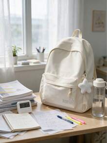 4件/1件 極簡純色大容量輕量背包,休閒百搭日常使用包/書包,四季通用中性款,適合大學生、通勤、商務出差、戶外休閒與日常使用 - 多款 - 查看 11