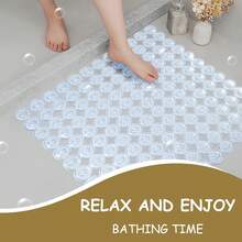 1 PC Shower Mat Non Slip Anti Mould, Ice-Crack Texture Non Slip Bath Mat With Suction Cups, Bathroom Accessories, Transparent, White, Black - 54 X 54 cm - View 2