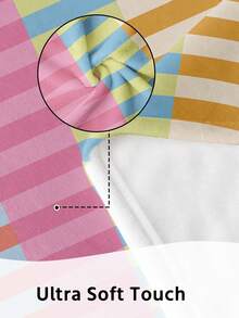 1件裝彩色條紋印花毯，舒適保暖，不掉毛易打理，柔軟絨毛家居紡織多用途毯，適用於沙發、臥室、客廳、床鋪，房間裝飾，床上用品禮物 - 彩色 - 查看 5