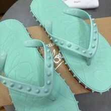 CL Explosion Red Rivet Sole Non-Slip Flat Heel Clip Foot Beach Sandals Outdoor Couples - 薄荷綠 - 查看 5