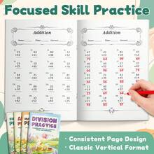 Conjunto de 4 Livros de Exercícios de Matemática para Crianças, Prática de Adição, Subtração, Multiplicação e Divisão, Folhas de Exercícios de Aritmética para Velocidade, Precisão e Construção de Confiança, Suprimentos Escolares para Ensino Fundamental, Homeschool e Sala de Aula - Prática de Cálculo Mental - Visão 6