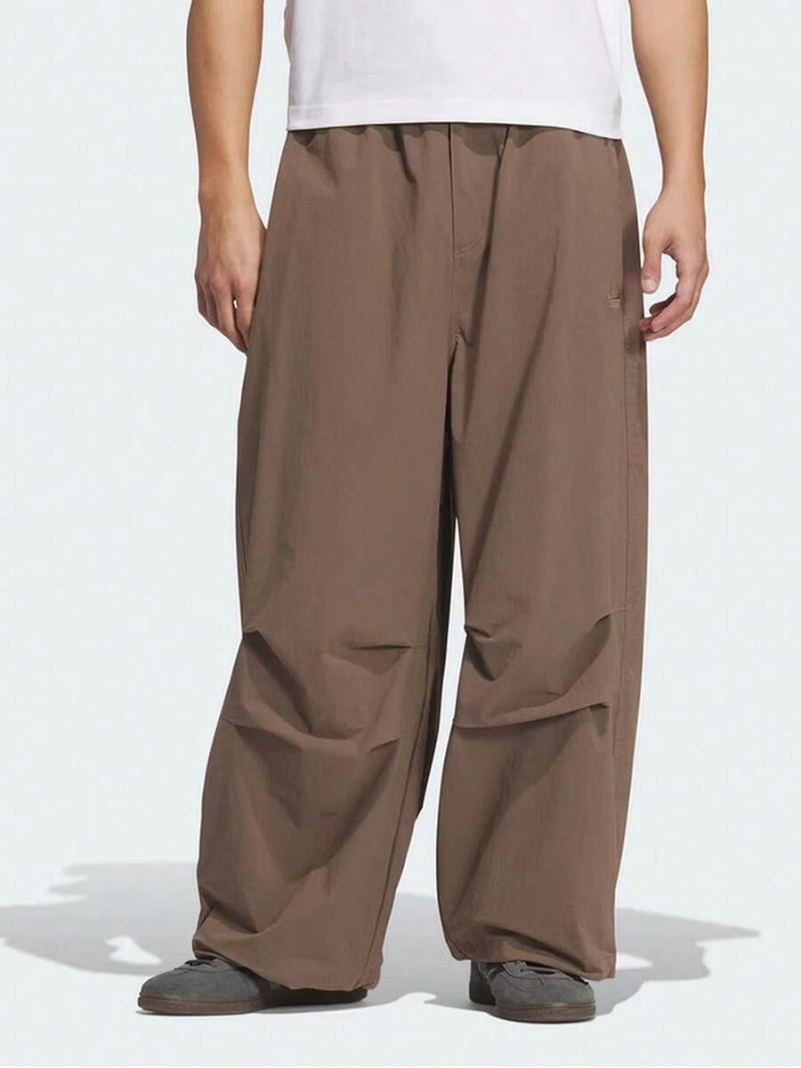 Adidas Clover Men's Woven Pleated Loose Fit Sports Parachute Pants - Brown - View 1