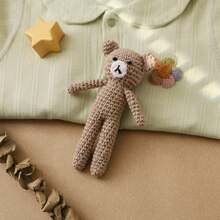 Handmade Knitted Bear Rattle, Baby Hand Rattle, Grasping Toy, Built-In Bell, 3D Cute Design, Rich Details, Attract Baby's Attention, Develop Baby's Hearing, Perfect Birthday Memorial Gift, Halloween Gift, Christmas Gift For Baby - Multicolor - View 3